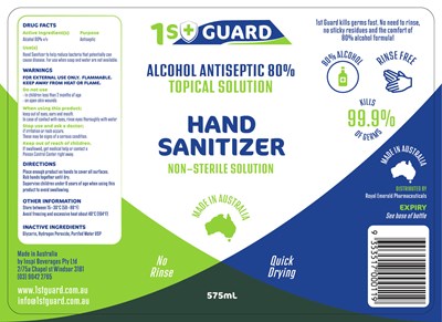 Back Label (1stguard Label Alcohol Us Hand Sanitizer 01)